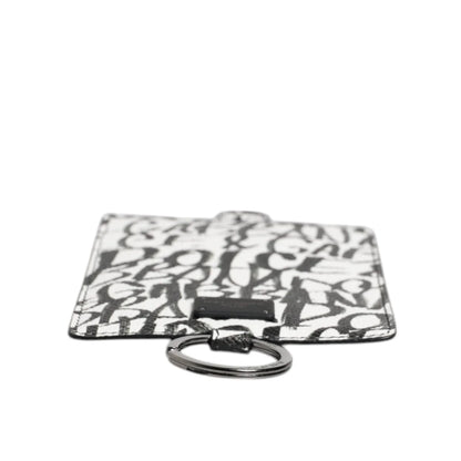 Dolce Gabbana White Leather Lanyard Cardholder with Logo Plaque &