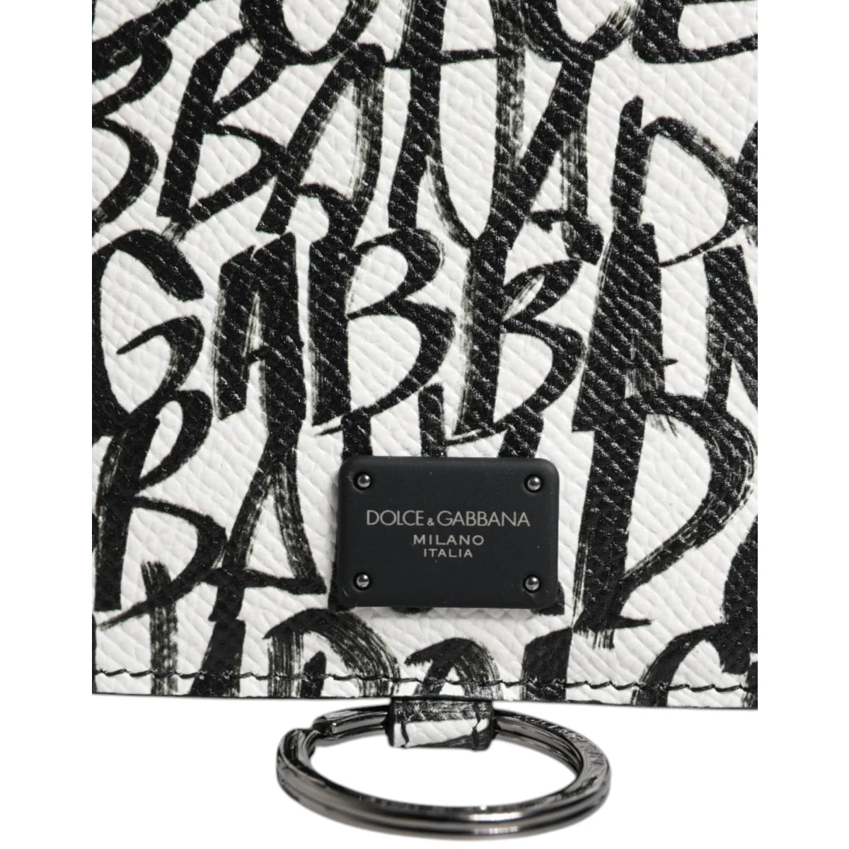 Dolce Gabbana White Leather Lanyard Cardholder with Logo Plaque &