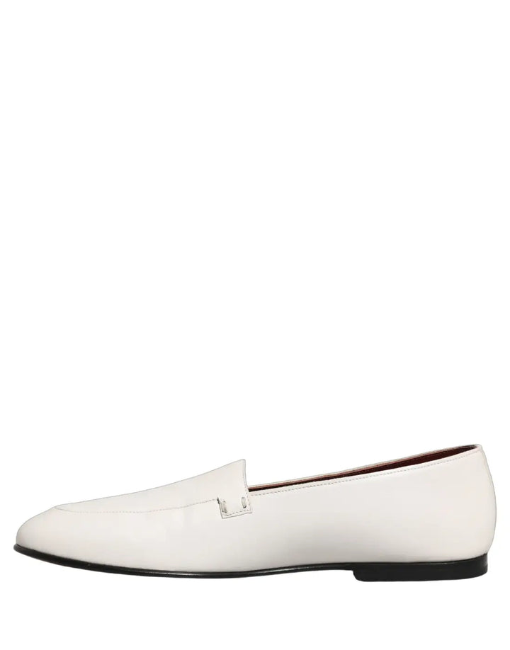 Dolce &amp; Gabbana White Leather Logo Slip On Men Loafers Shoes