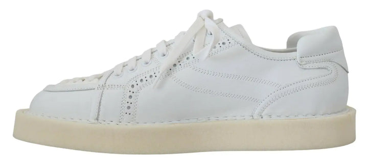 Dolce &amp; Gabbana White Leather Low Top Oxford Sneakers Casual Shoes