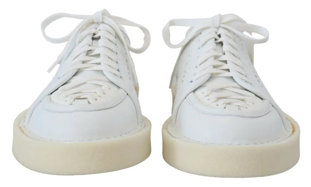 Dolce &amp; Gabbana White Leather Low Top Oxford Sneakers Casual Shoes