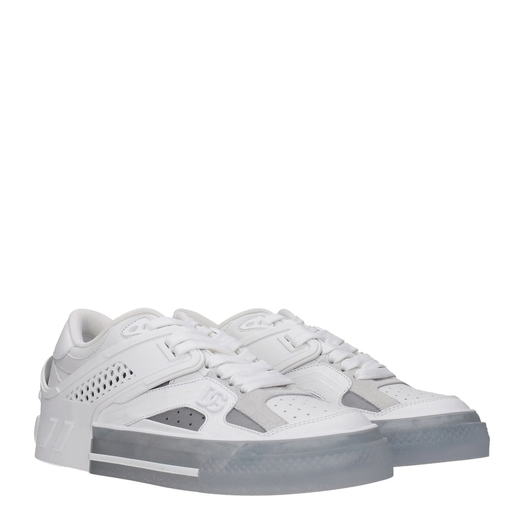 Dolce &amp; Gabbana White Leather Low Top Sneakers