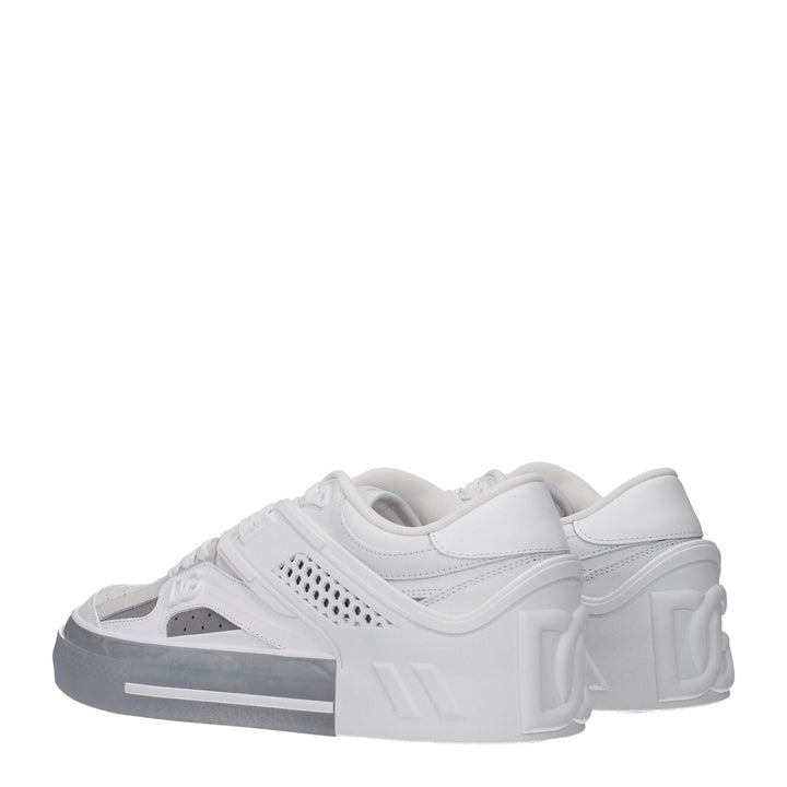 Dolce &amp; Gabbana White Leather Low Top Sneakers