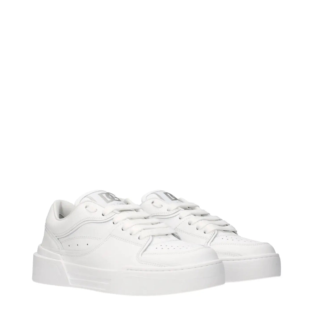 Dolce &amp; Gabbana White Leather Low Top Sneakers