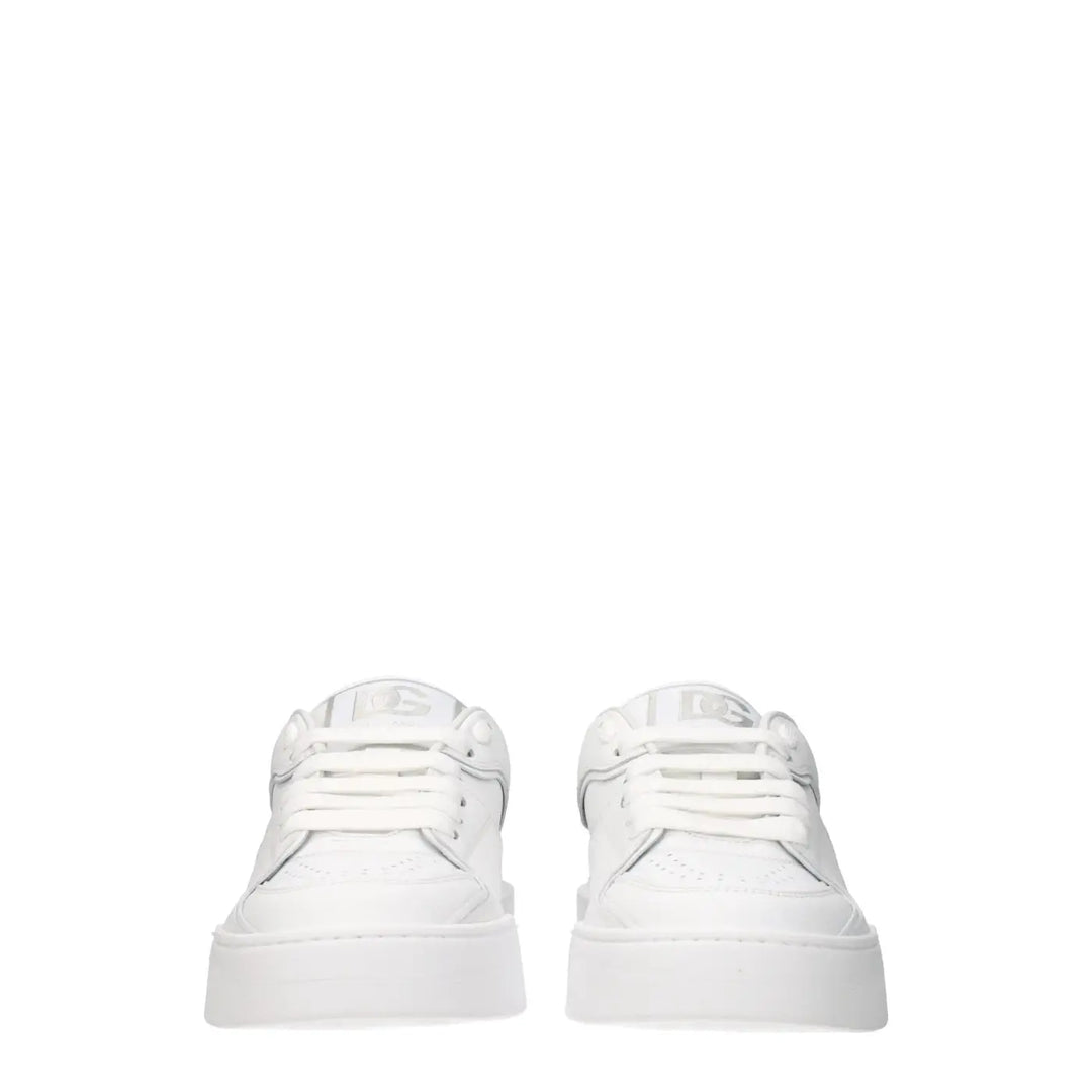 Dolce &amp; Gabbana White Leather Low Top Sneakers