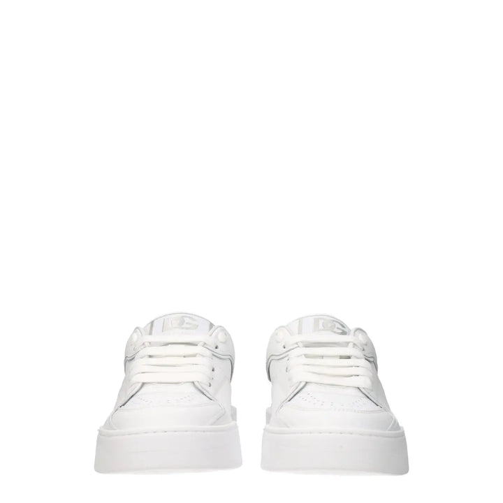 Dolce &amp; Gabbana White Leather Low Top Sneakers