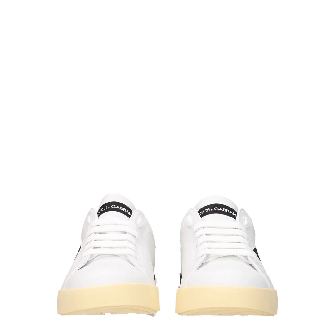 Dolce &amp; Gabbana White Leather Low Top Sneakers