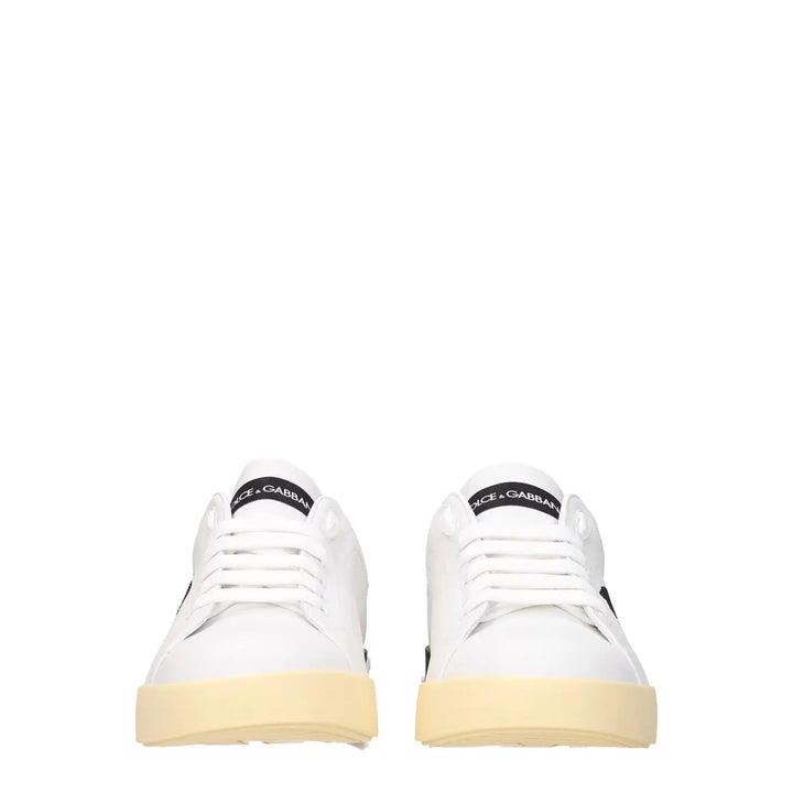 Dolce &amp; Gabbana White Leather Low Top Sneakers