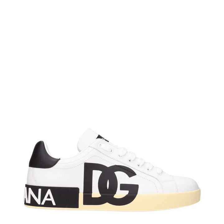 Dolce &amp; Gabbana White Leather Low Top Sneakers