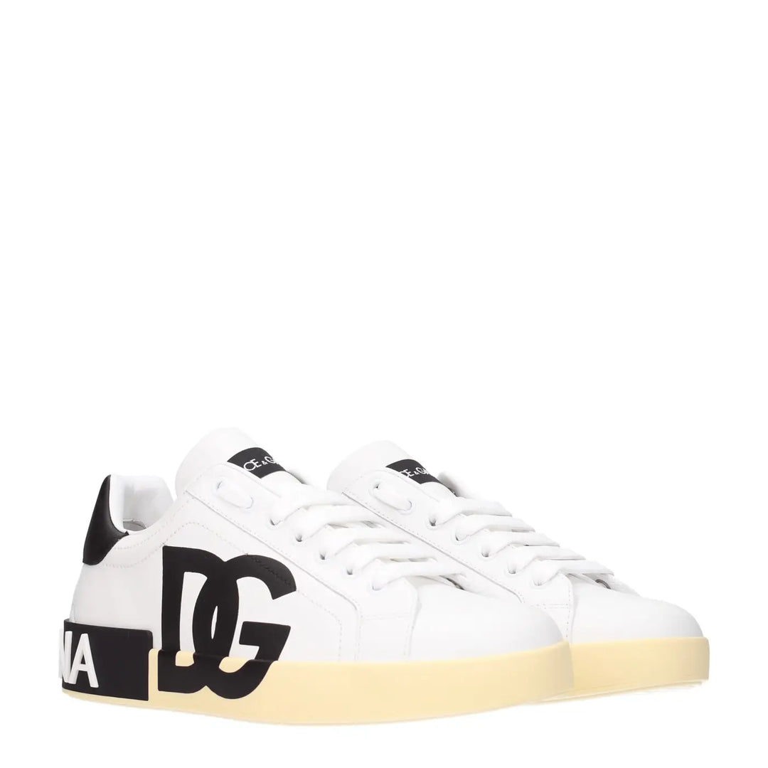 Dolce &amp; Gabbana White Leather Low Top Sneakers