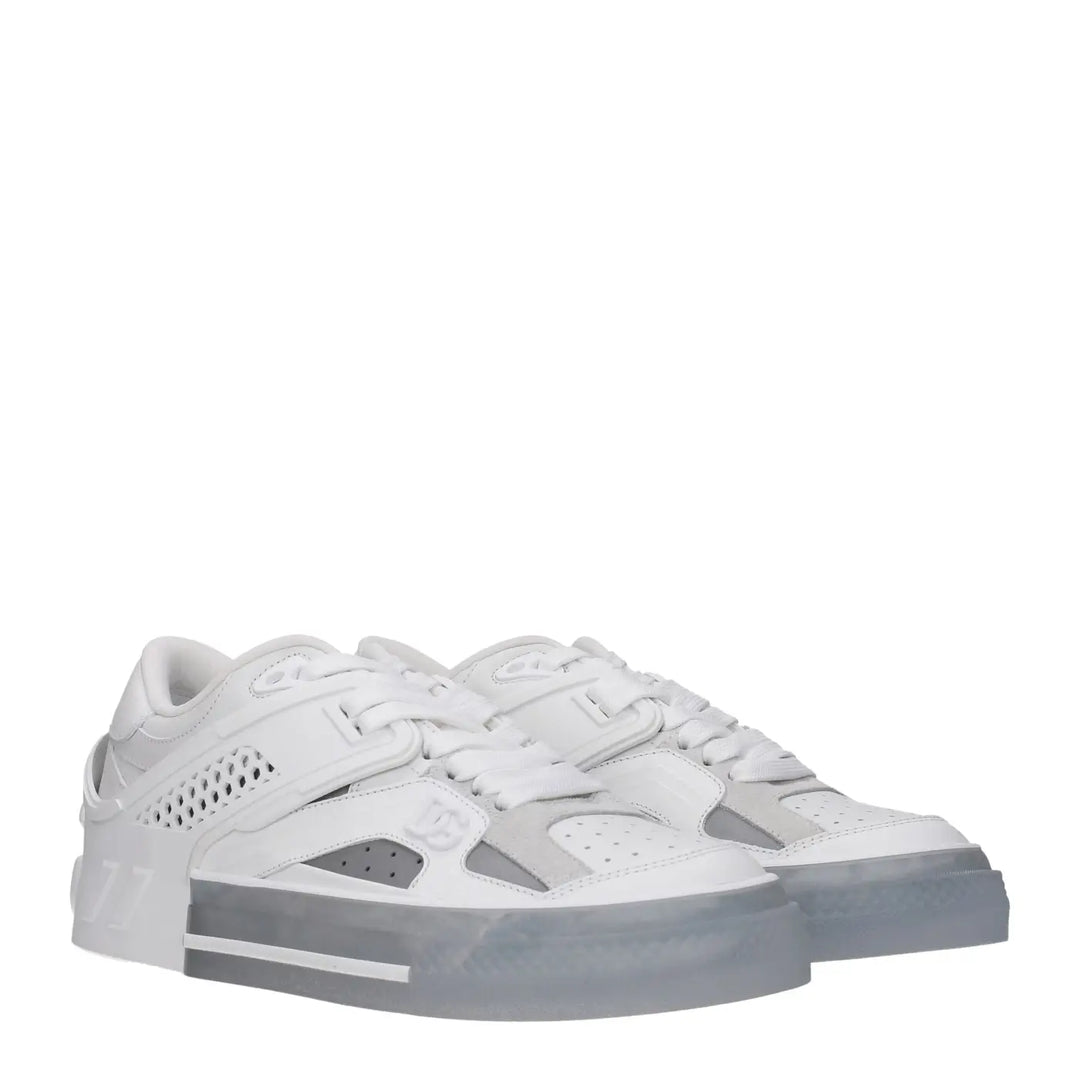Dolce &amp; Gabbana White Leather Low Top Sneakers