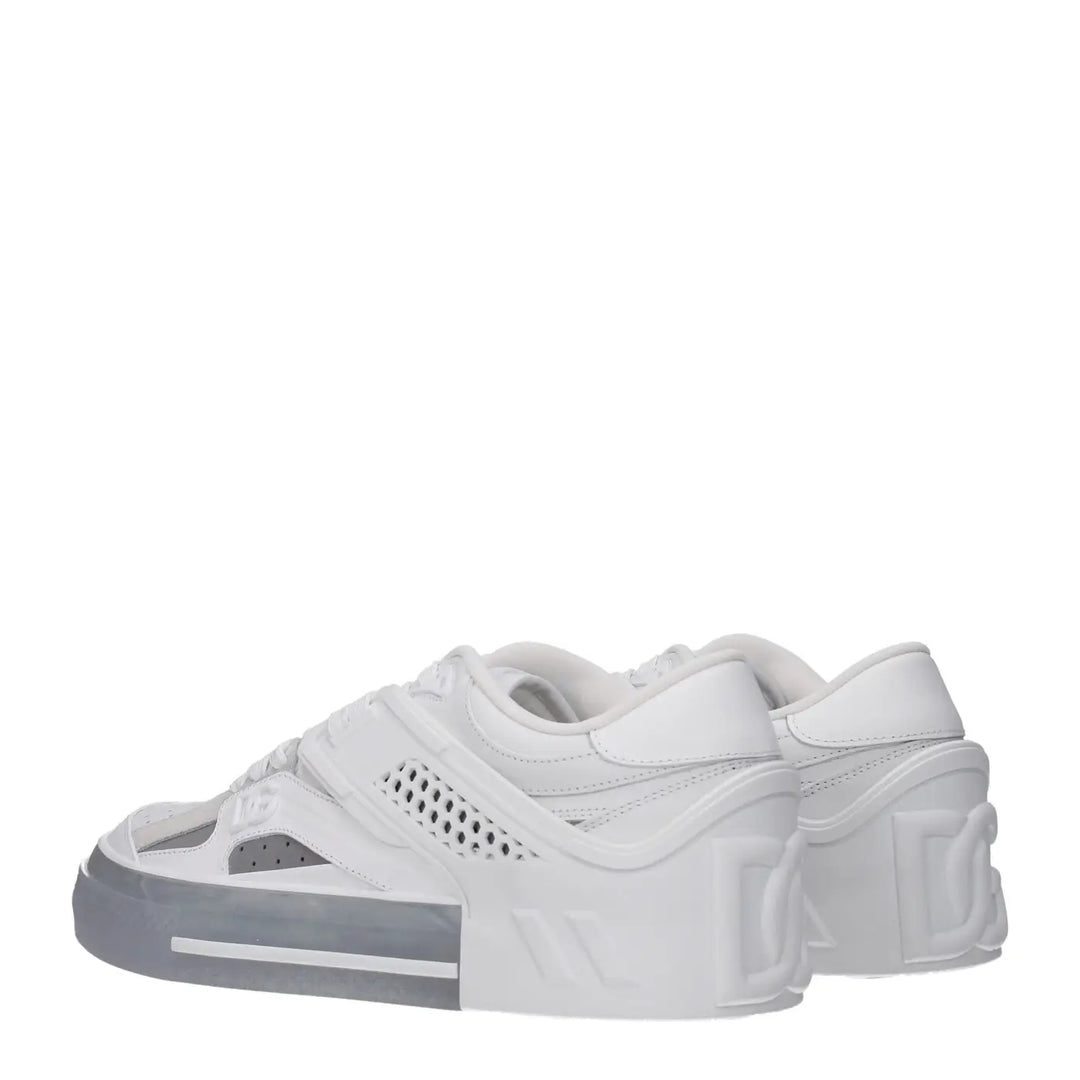 Dolce &amp; Gabbana White Leather Low Top Sneakers