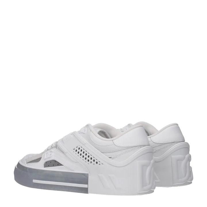 Dolce &amp; Gabbana White Leather Low Top Sneakers