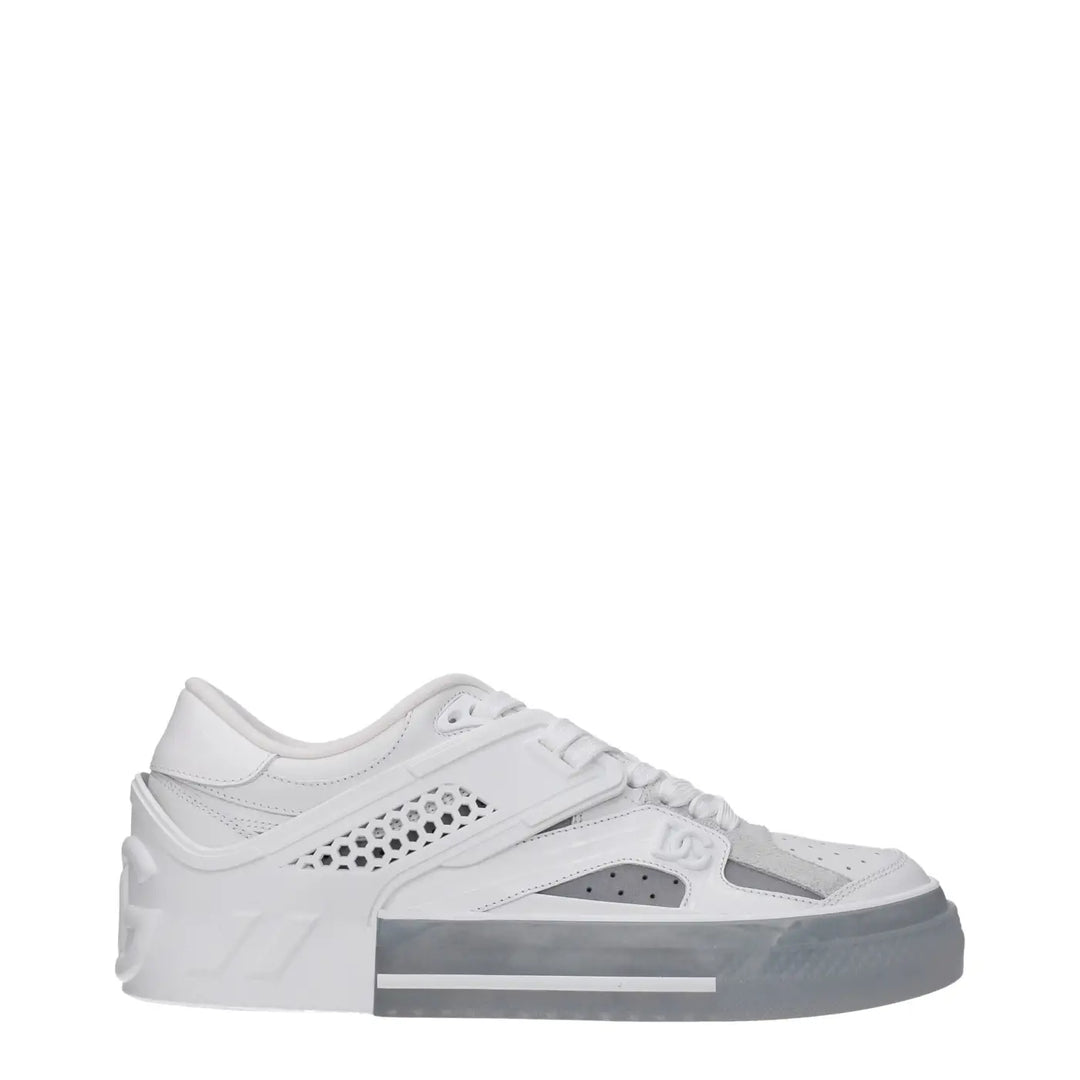 Dolce &amp; Gabbana White Leather Low Top Sneakers