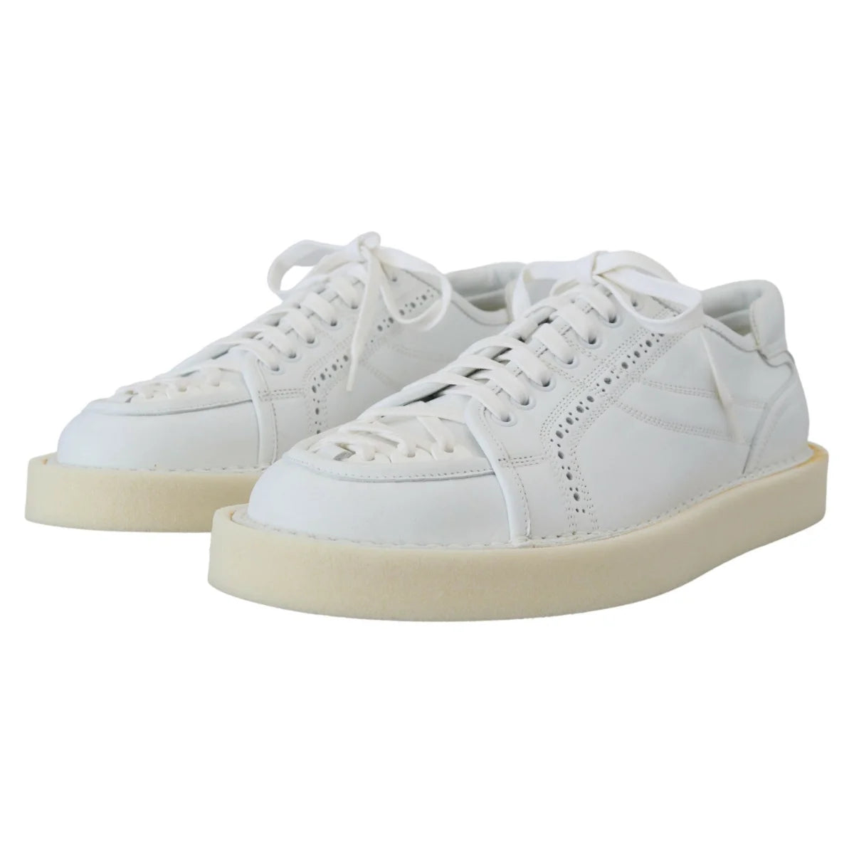 Dolce & Gabbana White Leather Oxford Sneakers Unmatched Authentic Appeal