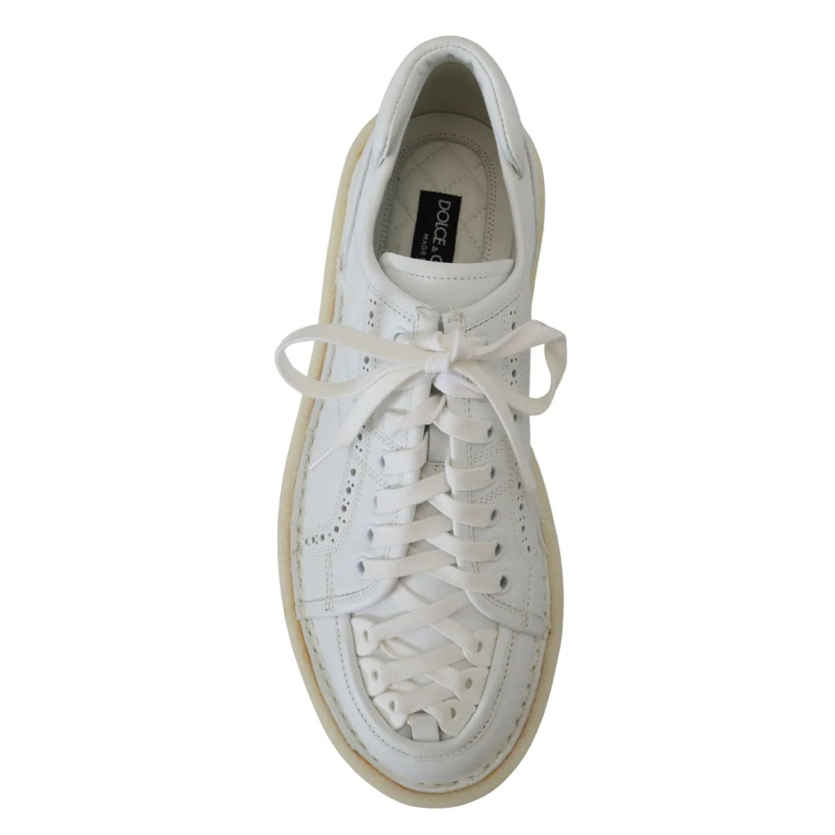 Dolce & Gabbana White Leather Oxford Sneakers Unmatched Authentic Appeal