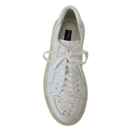 Dolce & Gabbana White Leather Oxford Sneakers Unmatched Authentic Appeal