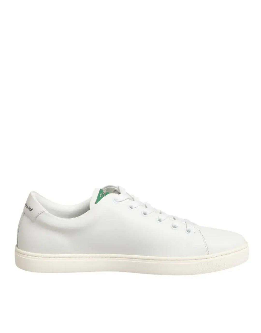 Dolce &amp; Gabbana White Leather Rose Embroidery Low-Top Shoes