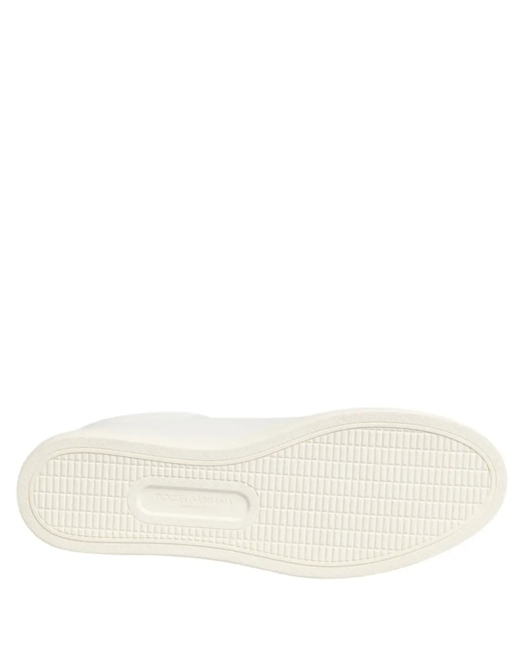 Dolce &amp; Gabbana White Leather Rose Embroidery Low-Top Shoes