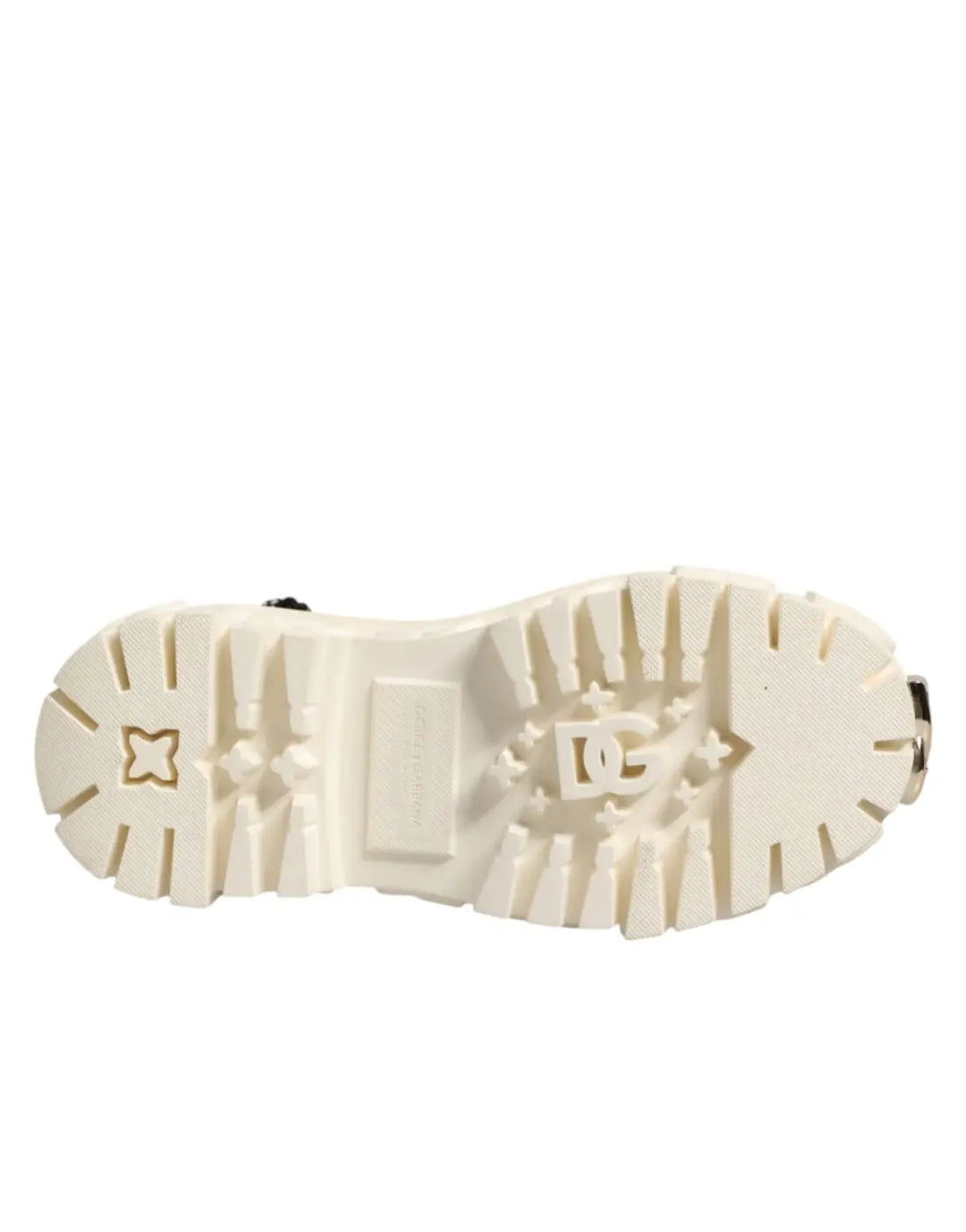Dolce &amp; Gabbana White Leather Rubber Logo Ankle Boots Shoes