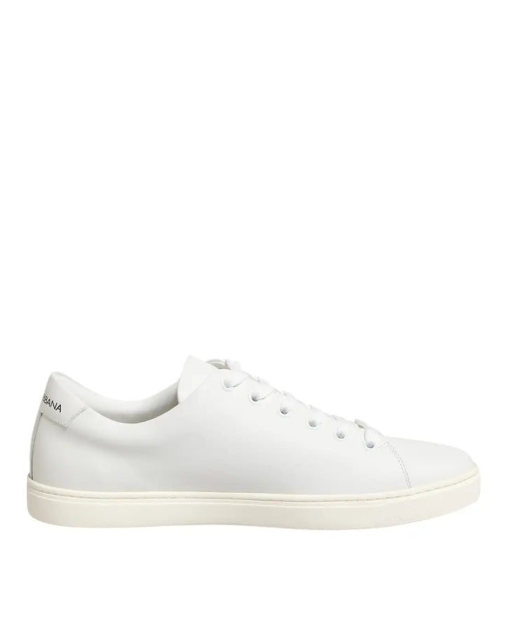 Dolce &amp; Gabbana White Leather Sacred Heart Patch Sneakers Shoes