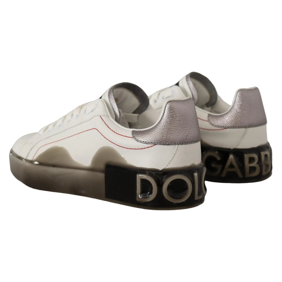 Dolce & Gabbana White Leather Shoes Womens Logo Portofino Sneakers