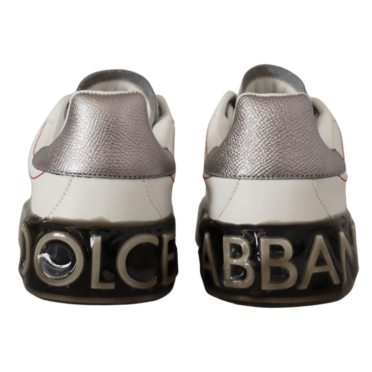 Dolce & Gabbana White Leather Shoes Womens Logo Portofino Sneakers