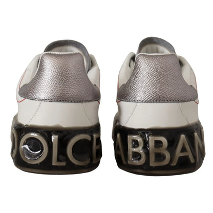 Dolce & Gabbana White Leather Shoes Womens Logo Portofino Sneakers