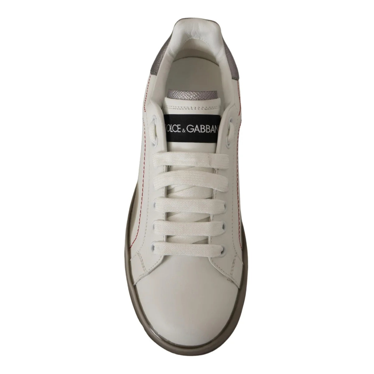 Dolce & Gabbana White Leather Shoes Womens Logo Portofino Sneakers