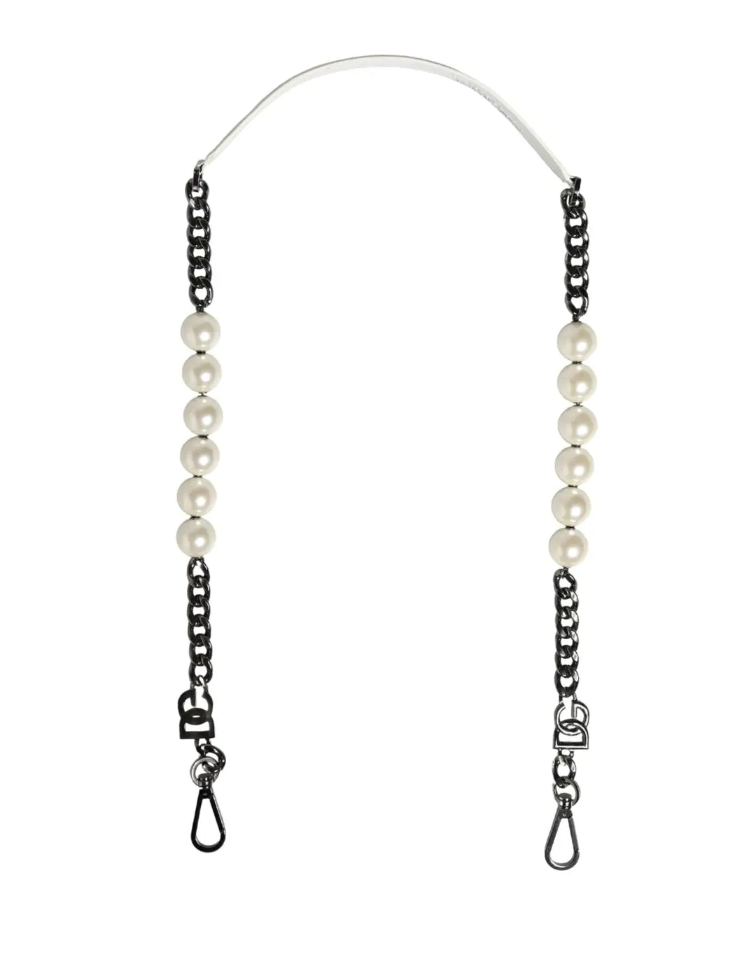 Dolce &amp; Gabbana White Leather Silver Chain Bag Accessory Shoulder Strap