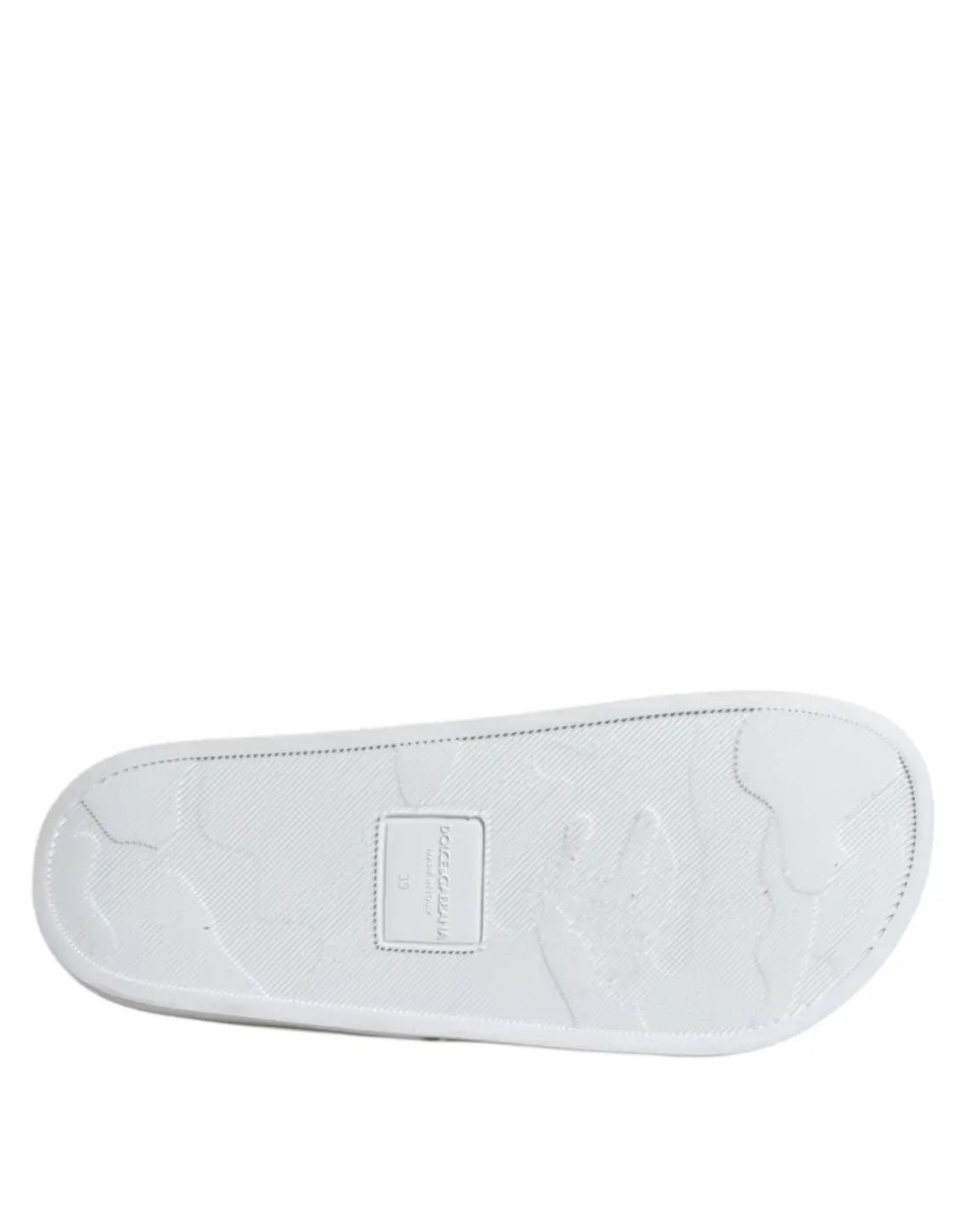 Dolce &amp; Gabbana White Leather Slides Sandals Beachwear Shoes