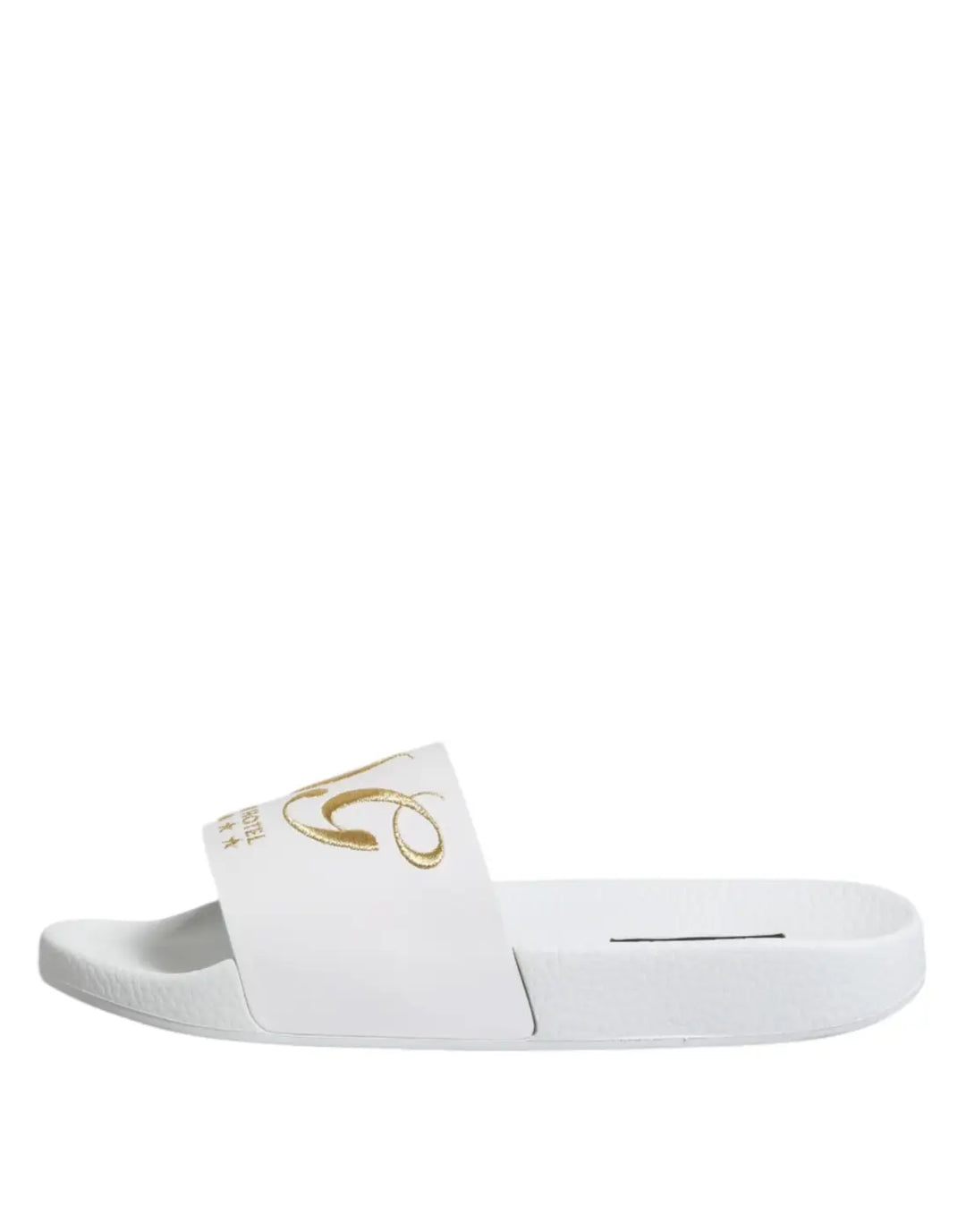 Dolce &amp; Gabbana White Leather Slides Sandals Beachwear Shoes