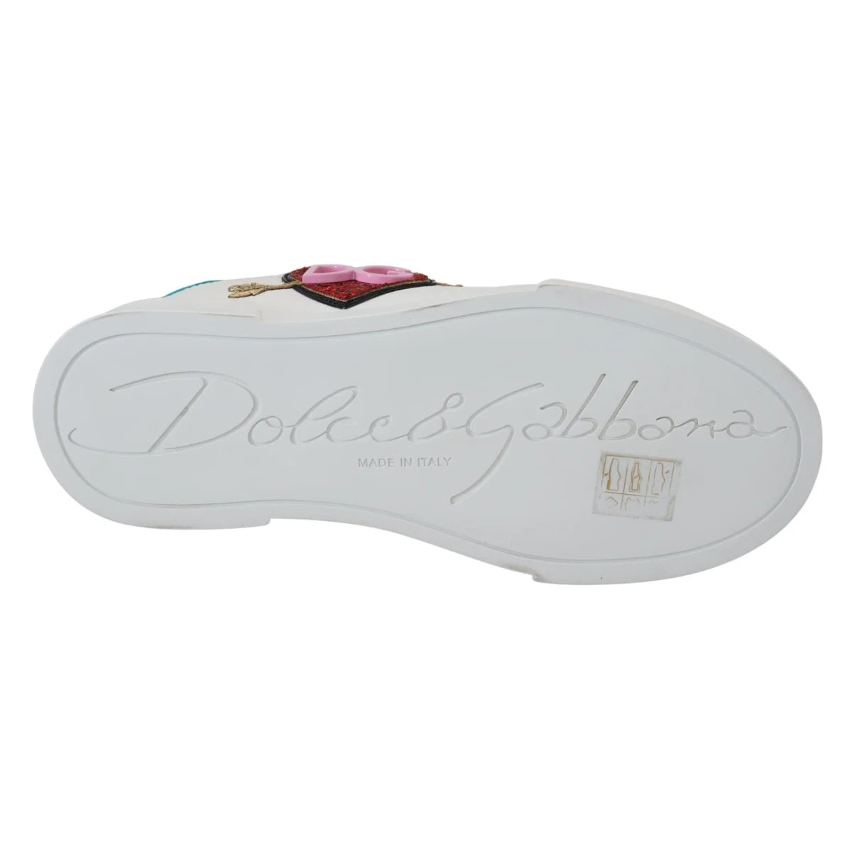 Dolce & Gabbana White Leather Sneaker Portofino Logo Heart Shoes