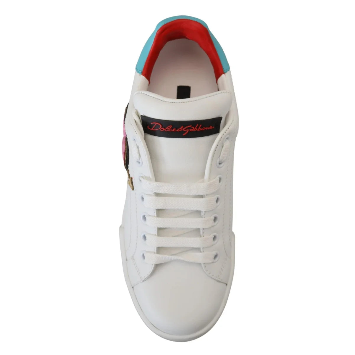 Dolce & Gabbana White Leather Sneaker Portofino Logo Heart Shoes