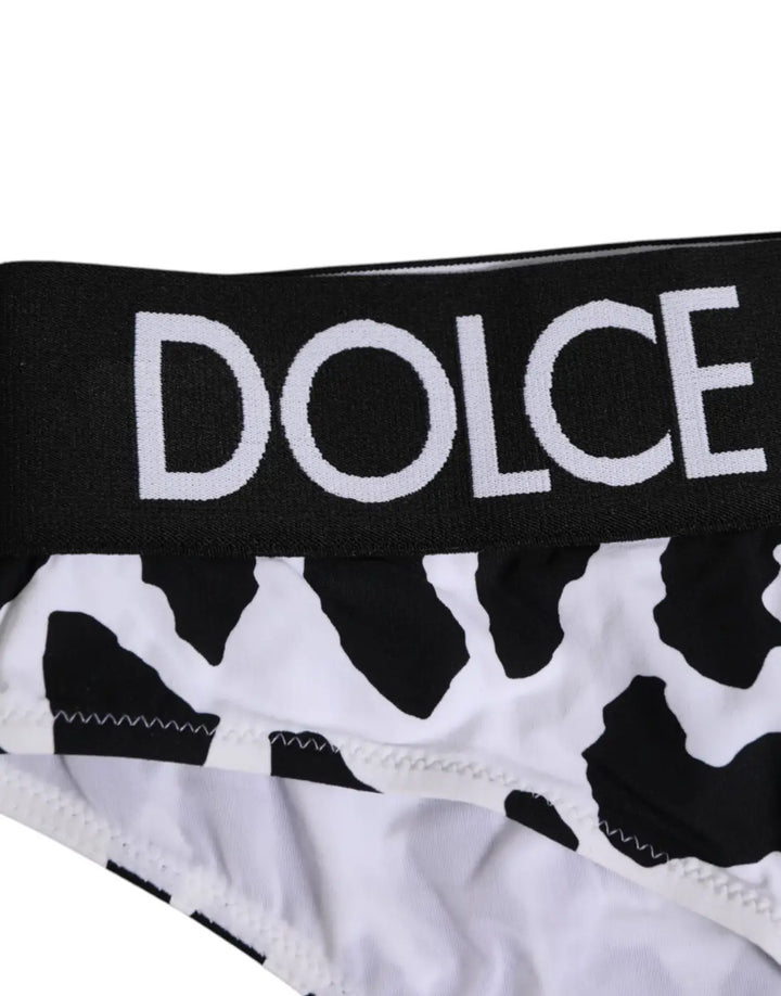 Dolce &amp; Gabbana White Leopard Nylon High Waist Panty Underwear