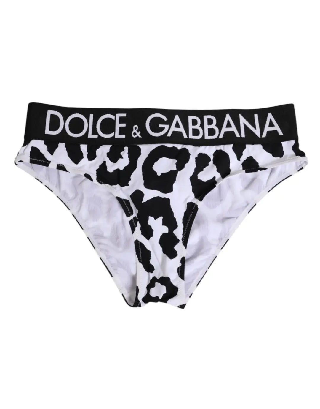Dolce &amp; Gabbana White Leopard Nylon High Waist Panty Underwear