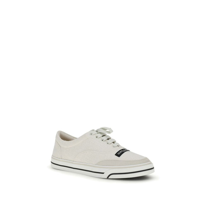 Dolce &amp; Gabbana White Linen Low Top Sneakers
