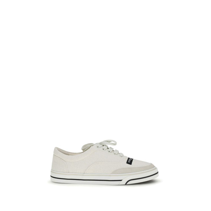 Dolce &amp; Gabbana White Linen Low Top Sneakers