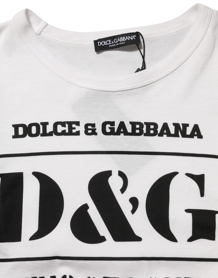 Dolce &amp; Gabbana White Logo Camouflage Crew Neck Men T-shirt
