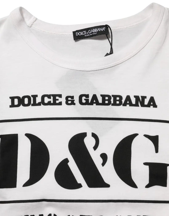 Dolce &amp; Gabbana White Logo Camouflage Crew Neck Men T-shirt