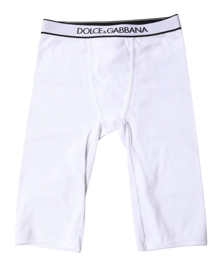 Dolce &amp; Gabbana White Logo Cotton Cropped Tights Underwear
