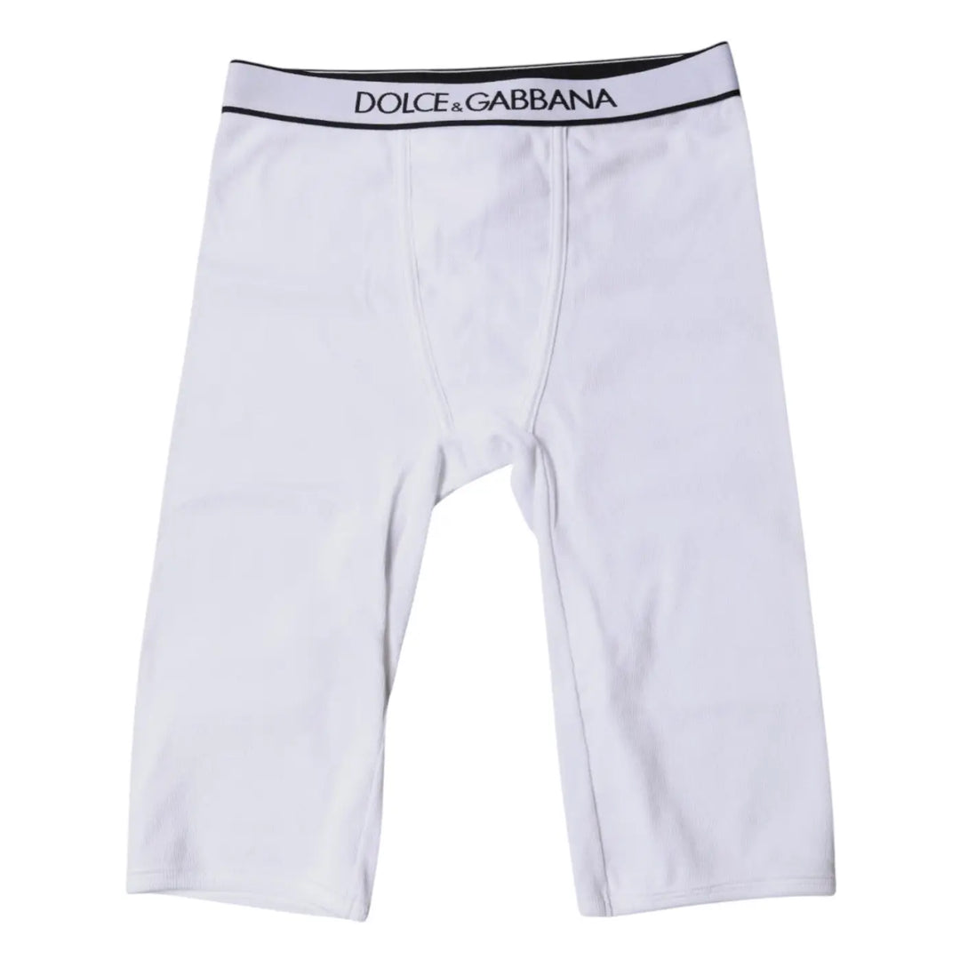 Dolce &amp; Gabbana White Logo Cotton Cropped Tights Underwear