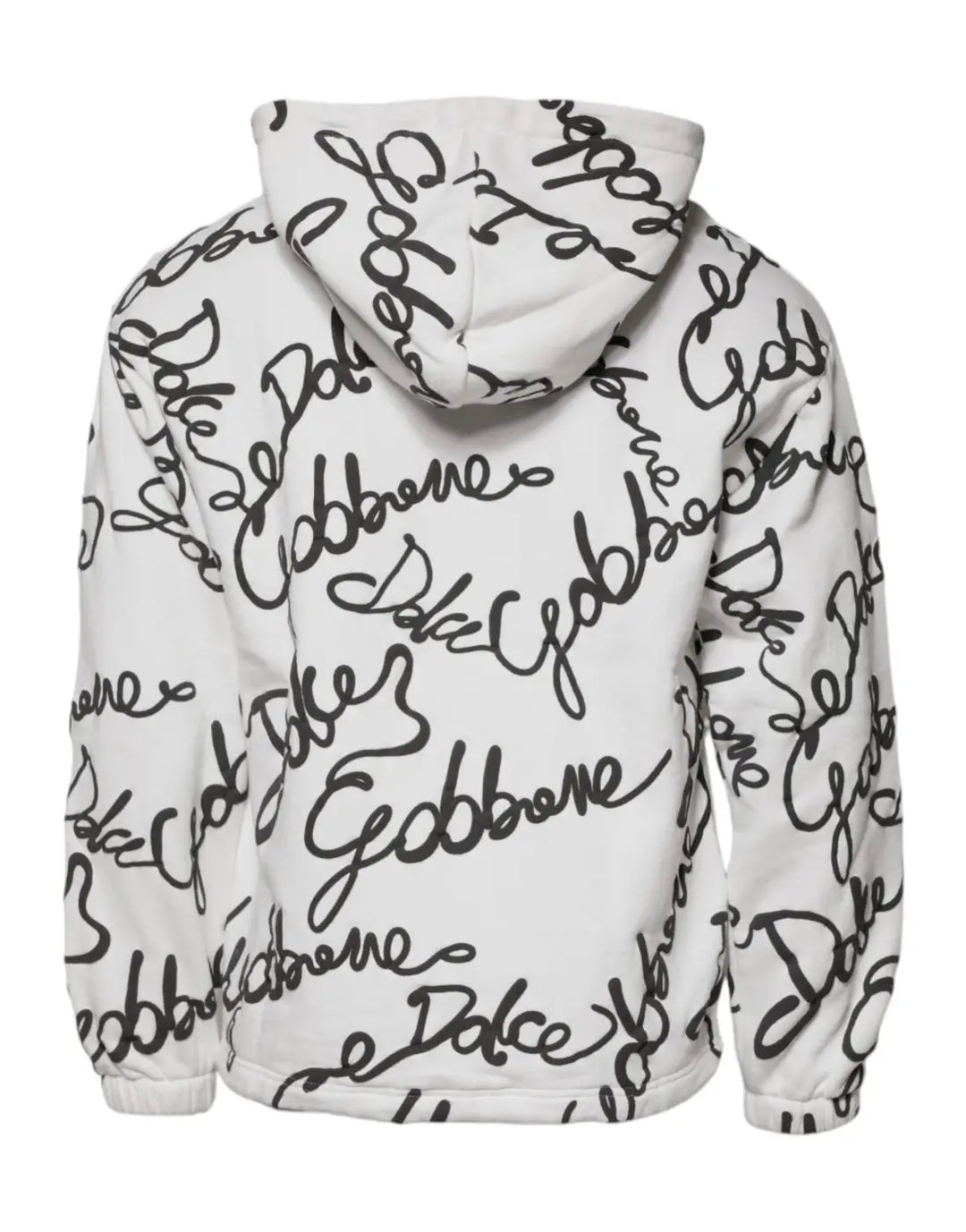 Dolce &amp; Gabbana White Logo Cotton Hooded Sweatshirt Sweater