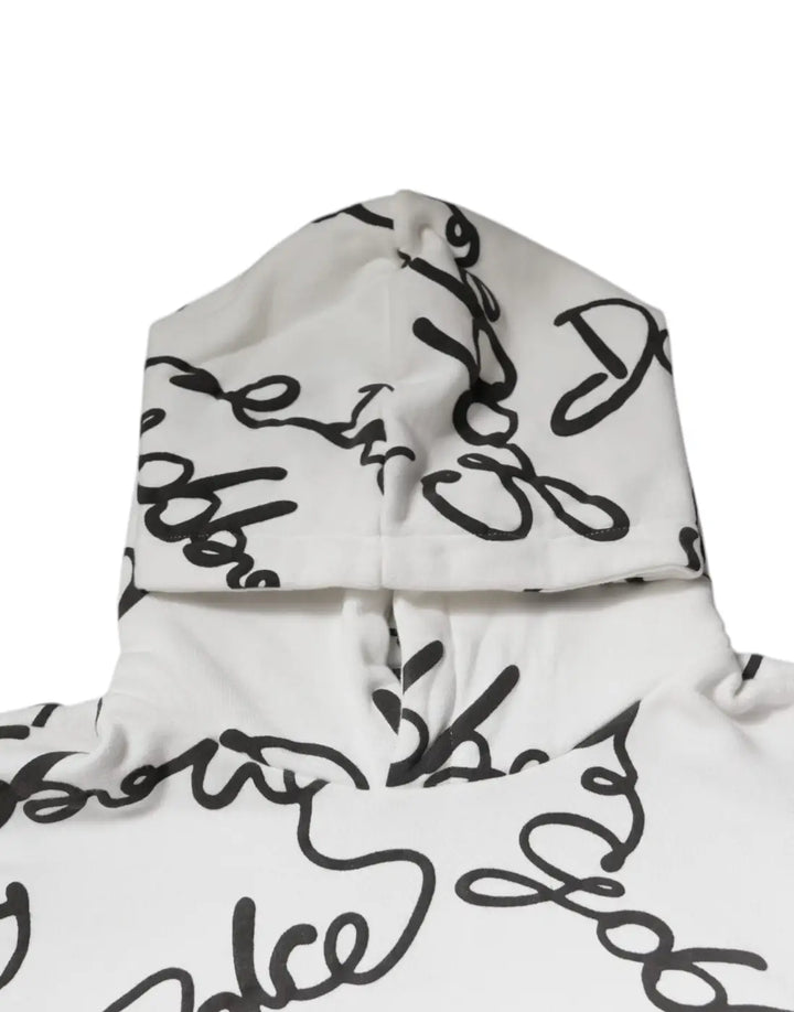 Dolce &amp; Gabbana White Logo Cotton Hooded Sweatshirt Sweater