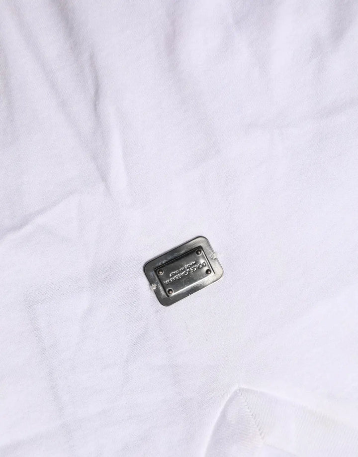 Dolce &amp; Gabbana White Logo Embroidered TieWaist Cropped Top