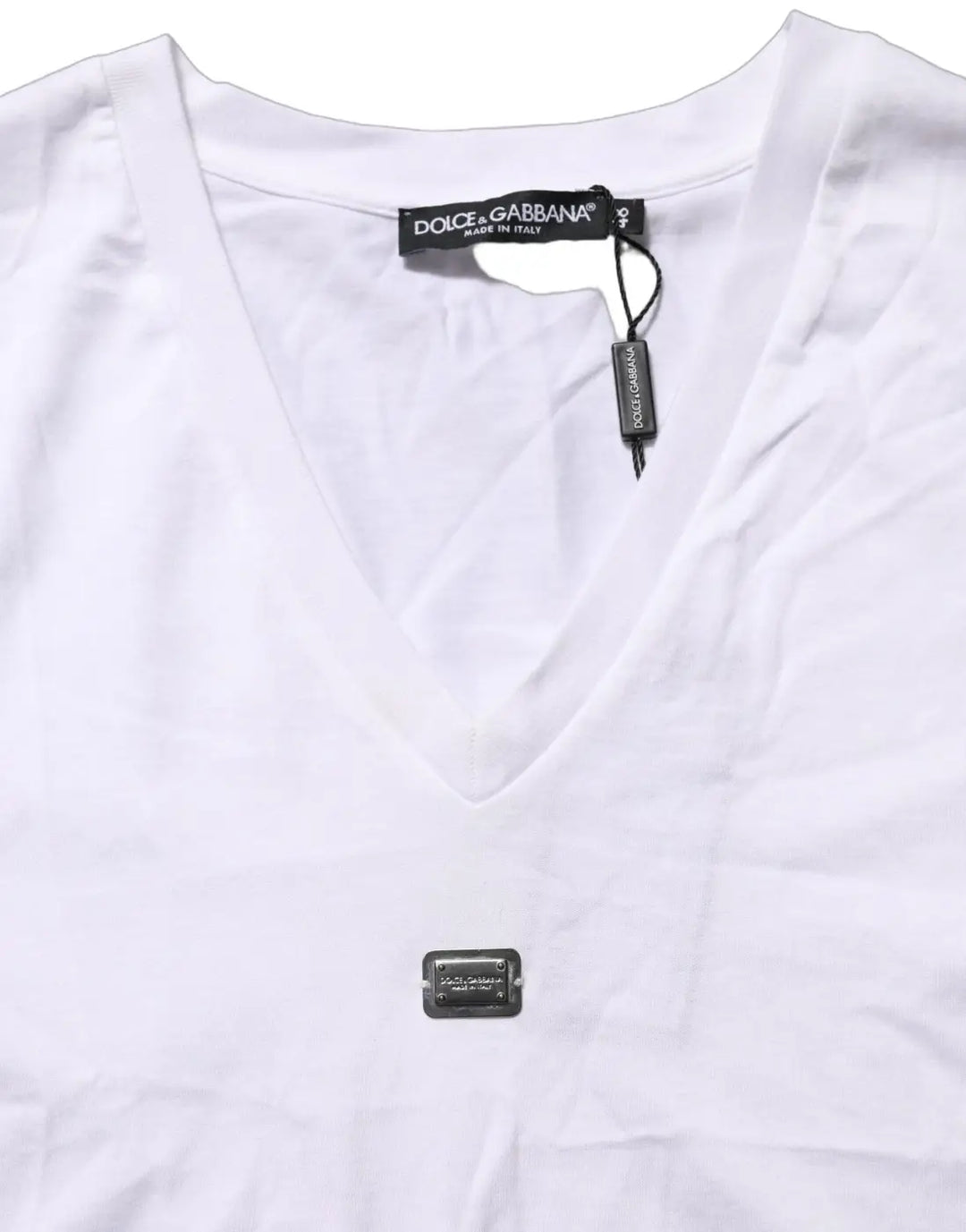 Dolce &amp; Gabbana White Logo Embroidered TieWaist Cropped Top