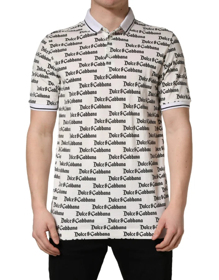 Dolce & Gabbana White Logo Monogram Cotton Men Polo T-shirt