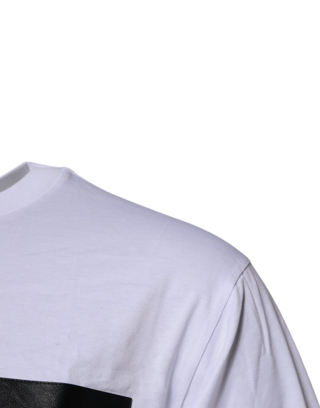 Dolce &amp; Gabbana White Logo Patch Cotton Crew Neck T-shirt