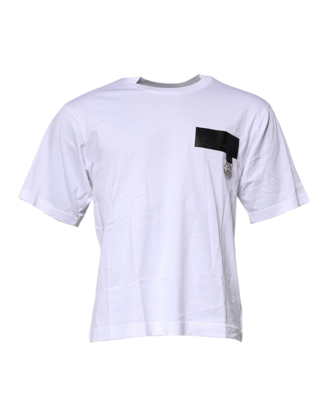 Dolce &amp; Gabbana White Logo Patch Cotton Crew Neck T-shirt