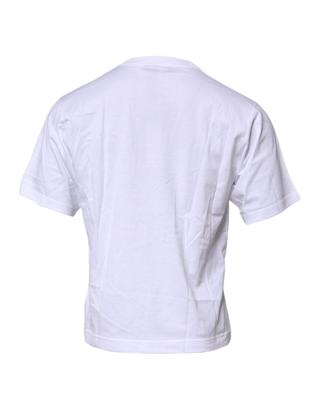 Dolce &amp; Gabbana White Logo Patch Cotton Crew Neck T-shirt